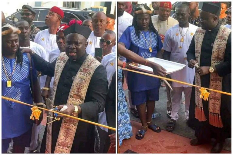 Reactions As Anglican Priest Opens New Hotel Built By Popular Native Doctor In Anambra