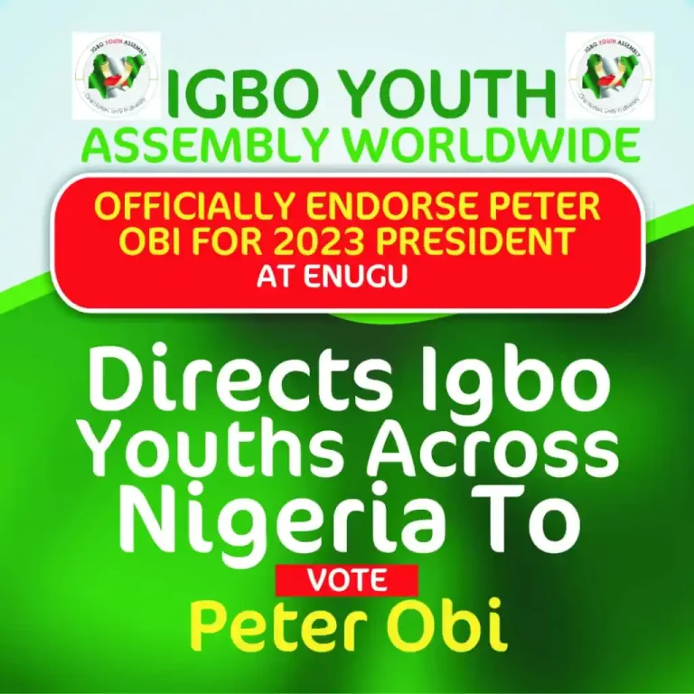 2023: Igbo Youth Officially Endorse Peter Obi, Says He’s The Ideal President For Nigeria