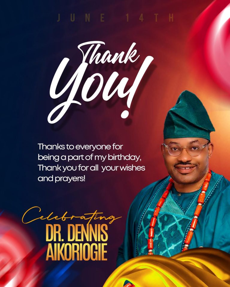 APPRECIATION FROM DR. DENNIS OSAHON AIKORIOGIE