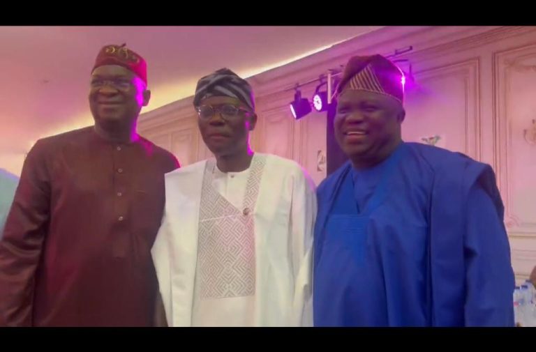 UPDATED: Sanwo-Olu, Ambode, Fashola meet at reception in honour of Tinubu