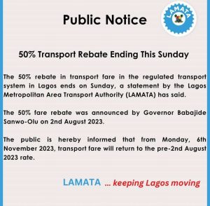 Lagos Ends 50% Discount On Transport