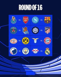 UEFA Champions League Round Of 16 Draw (Fixtures)