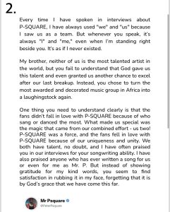 Psquare Feud: Peter Okoye Writes Emotional Open Letter to Twin Brother Paul
