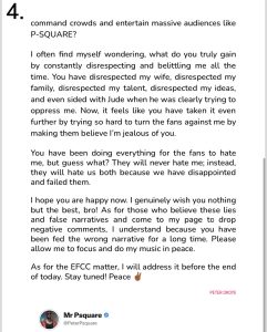 Psquare Feud: Peter Okoye Writes Emotional Open Letter to Twin Brother Paul
