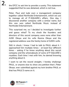 P-SQUARE: Peter Clarifies EFCC Issue Involving Paul, Jude, And Ifeoma