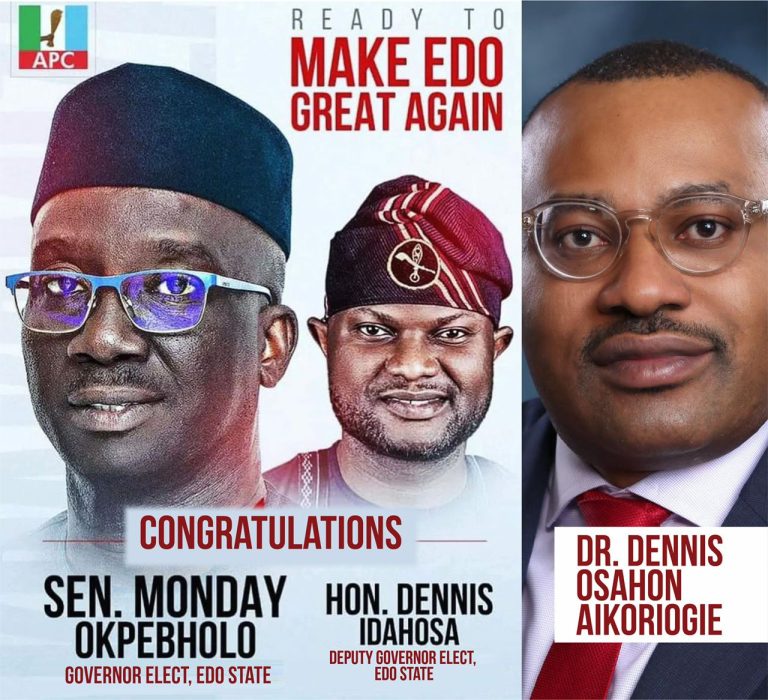 Congratulations to Senator Monday Okpebholo and Hon. Dennis Idahosa on Their Victory