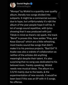 Why Wizkid's Morayo Album Is a 3.5/10 -- Daniel Regha