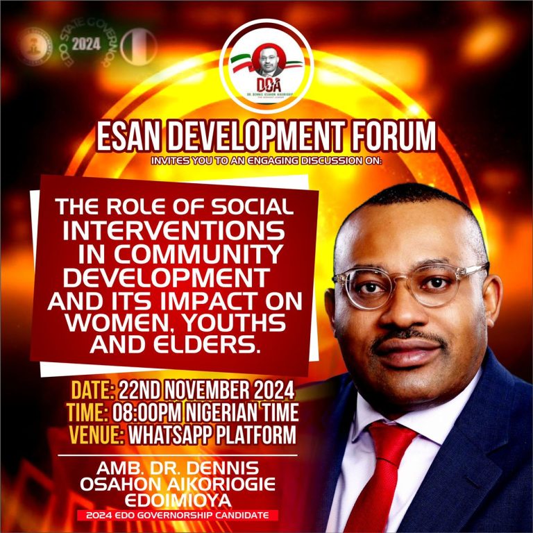 Dr. Dennis Osahon Aikoriogie Leads Esan Development Forum Discussion on Social Interventions and Community Development