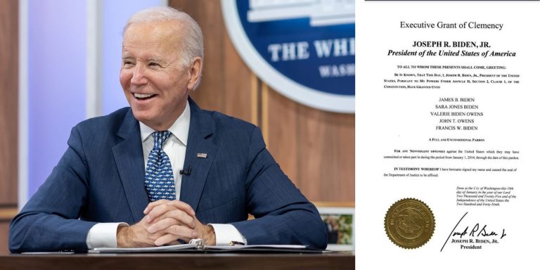 Biden Issues Preemptive Pardons to Family Members and High-Profile Figures
