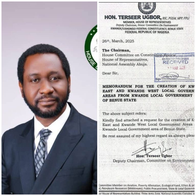 Rep. Terseer Ugbor Advocates for Creation of Kwande East and Kwande West Local Government Councils