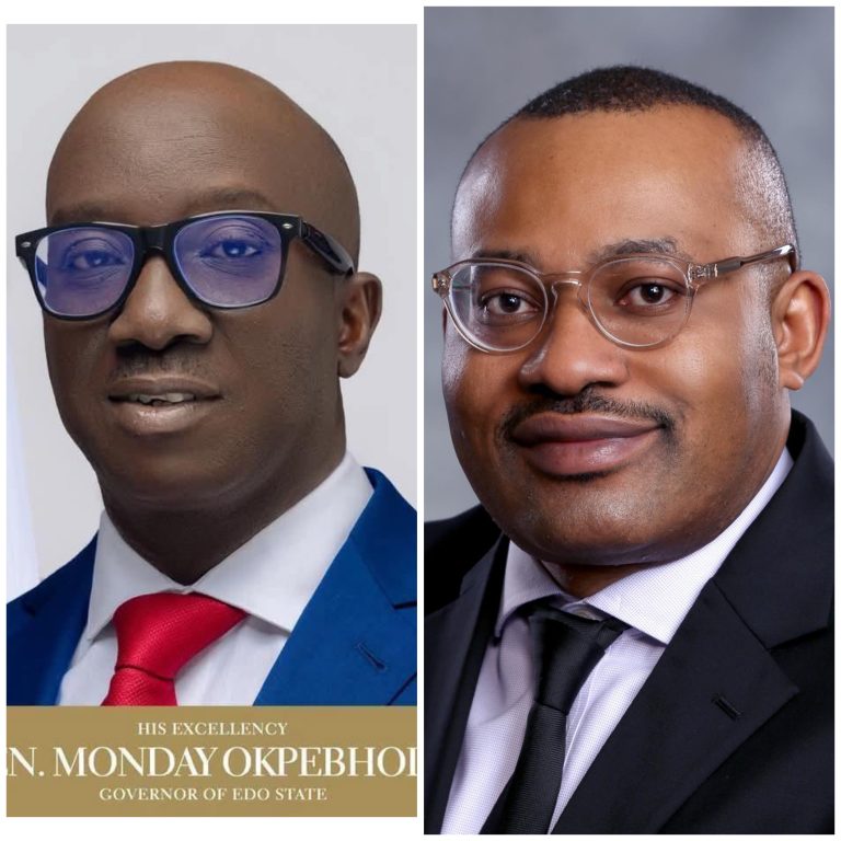 DR. DENNIS OSAHON AIKORIOGIE CONGRATULATES GOVERNOR MONDAY OKPEBHOLO ON TRIBUNAL VICTORY