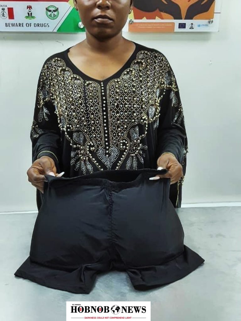 “Shocking Discovery: Businesswoman Caught Smuggling 1.4kg of Meth in Her Bum Pad at Lagos Airport!