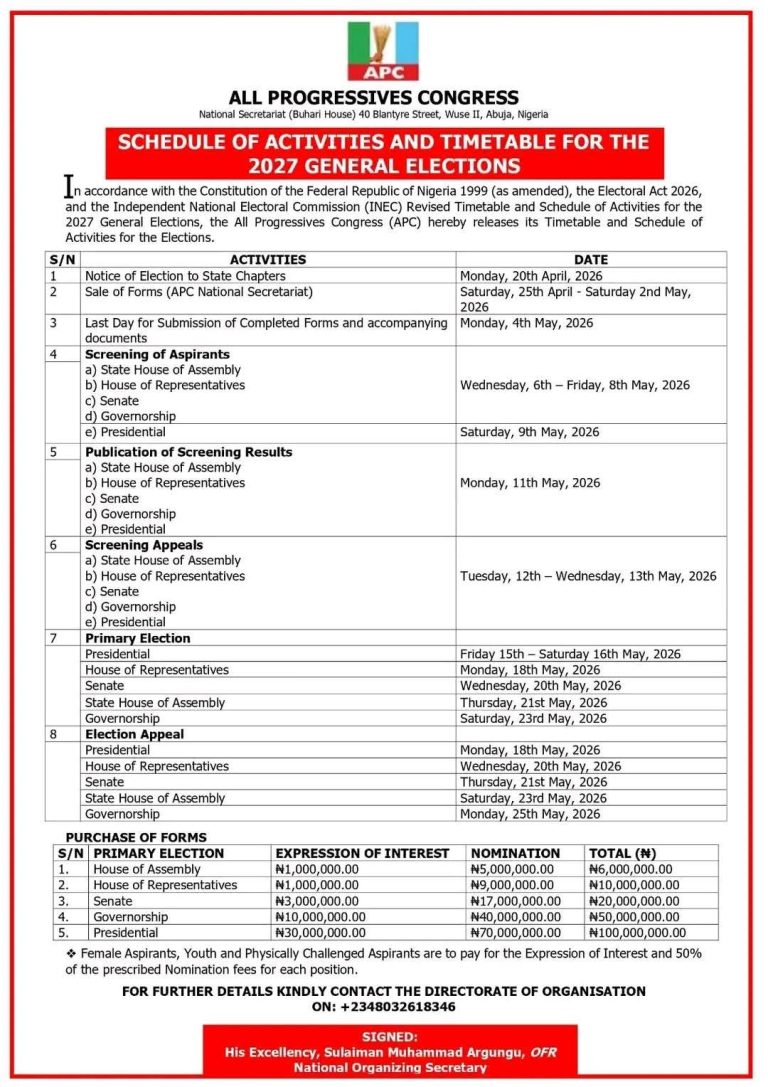 Apc 2027 time table